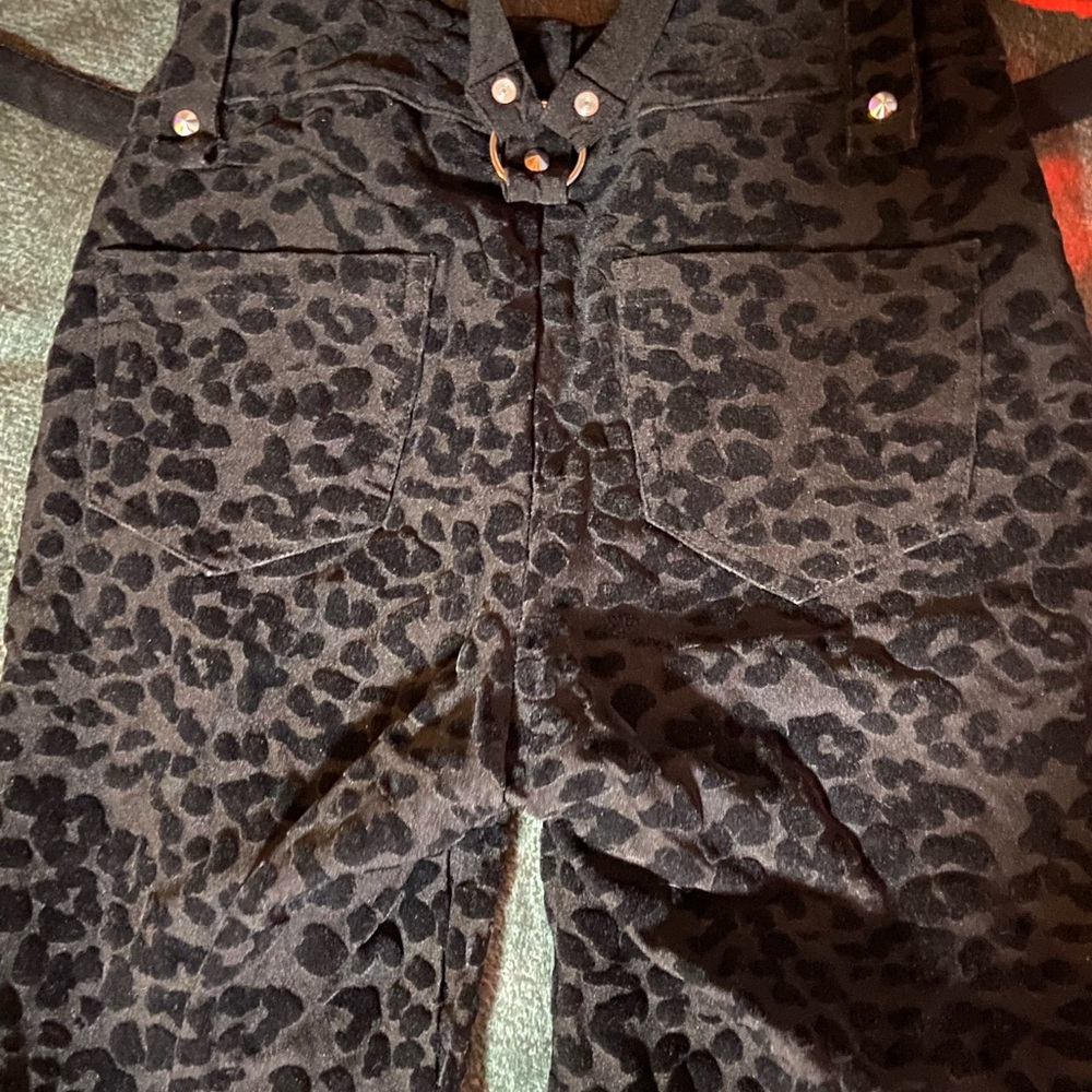 NWOT Killstar Hellcat Black Leopard Print High Waisted Pants w/Buckles & Straps - Picture 7 of 14
